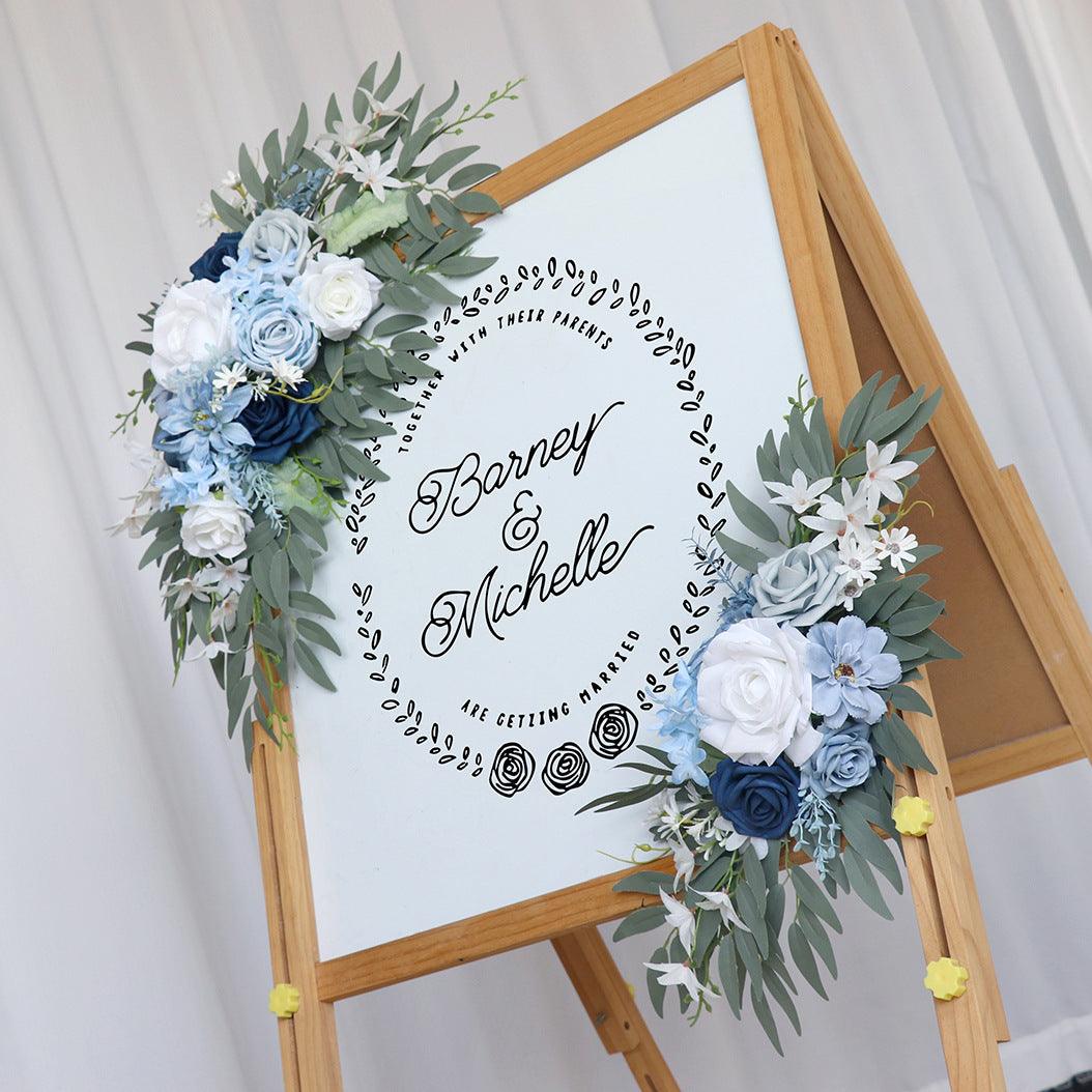 Wedding Arch Flower Simulation Haze Blue Rose Welcome Sign Wedding Party