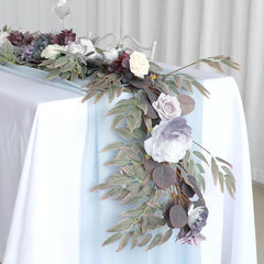 Simulated Rose Stripe Grey Purple Table Flower Rose Vine Wedding Decoration Background