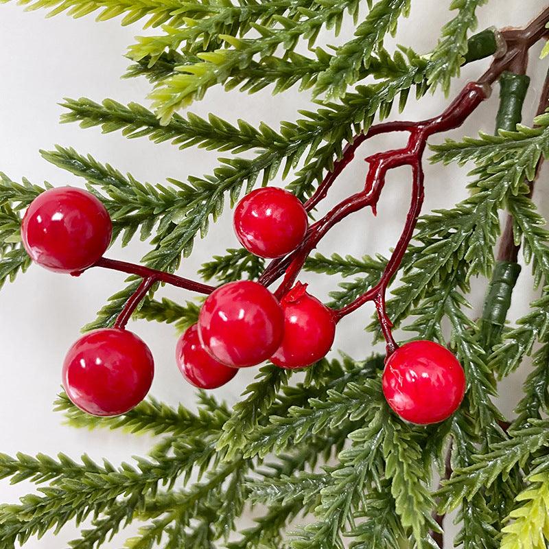 Christmas Pine Needle Wall Hanging Bells Berries Holiday Ambience Decoration Artificial Pine Needle Wall Hanging