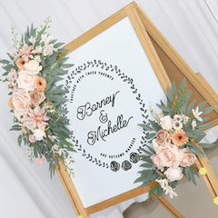 Simulated Champagne Flower Art Wedding Welcome Sign Decorative Corner Flower Props