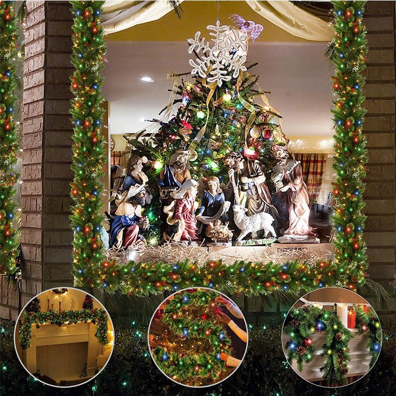 2.7m PVC Christmas Decoration Rattan Wreath - Uflower - Uflower