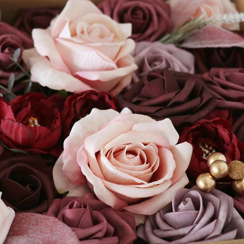 Simulation flower flower box silk flower rose wedding birthday valentine's day gift DIY