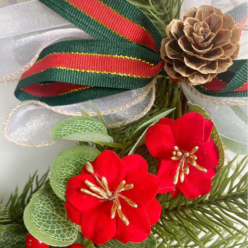 Simulation Pine Needle Wreath Christmas Flowers Money Leaves Greenery Wall Hanging Indoor Decoration