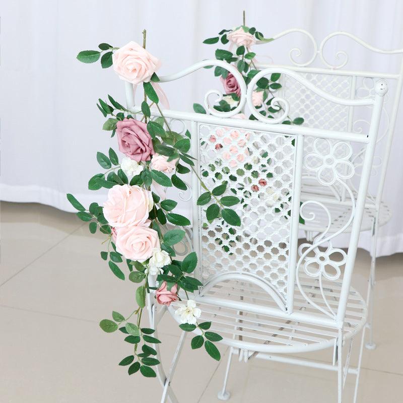 Simulated flower cane chair back flower wedding chair back flower decoration