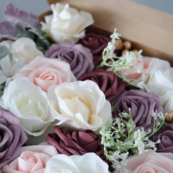 Simulation Box Flower Valentine's Day Gift Box Flower Head with Rod DIY Bridal Hand Bouquet