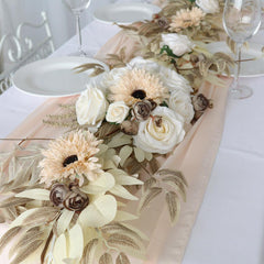 Simulated Rose Stripe Milk Tea Vine Table Flower Rose Vine Wedding Decoration Background