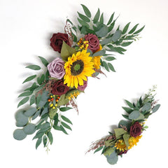 Sunflowers Rustic Wedding Arch Hanging Corner Floral Decor