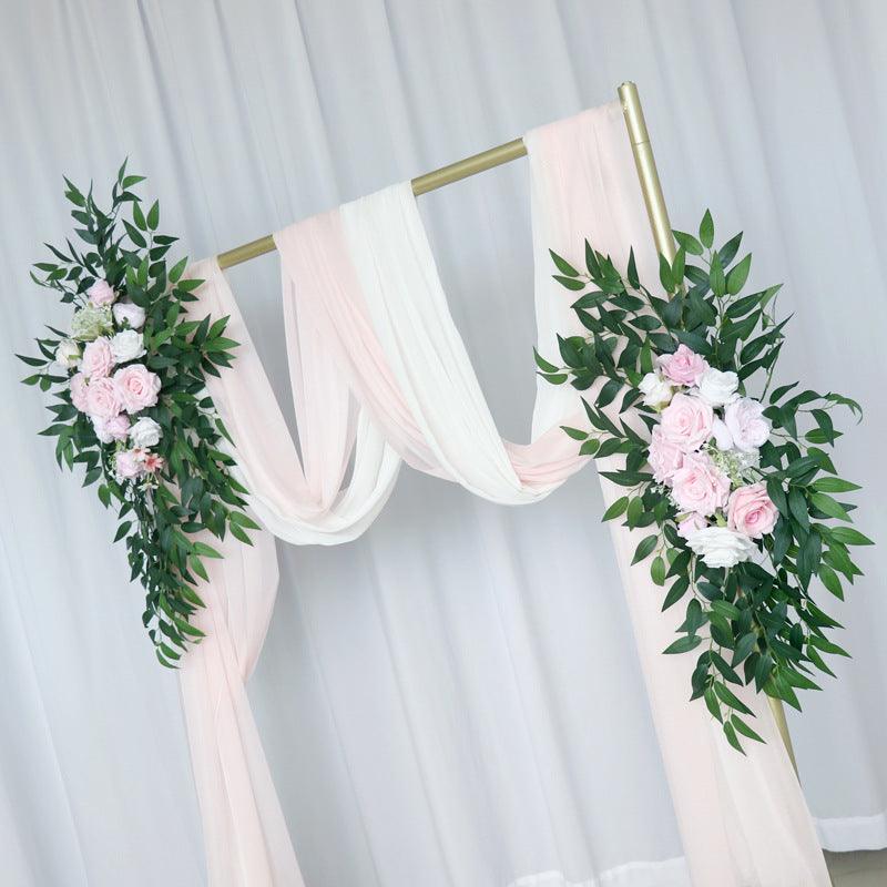 Pink Green Wedding Arch Corner Flower Decor