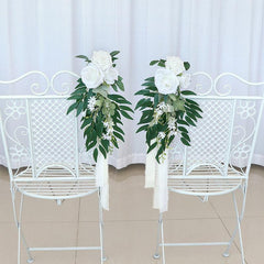 Simulated Huasen Series Outdoor Wedding Rose Willow Leaf Chair Back Flower Decoration