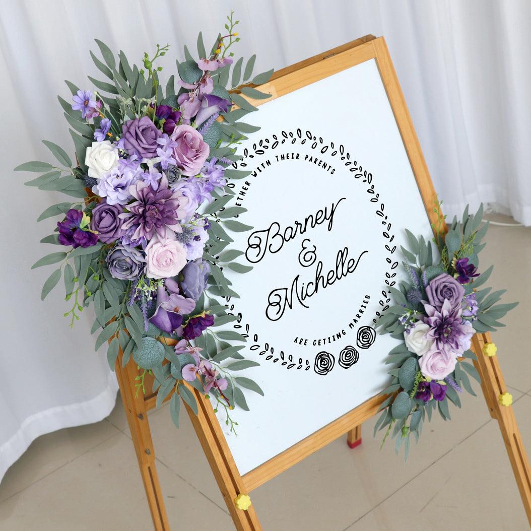 Wedding Arch Flower Simulation Lilac Purple Rose Welcome Sign Wedding Party