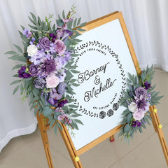 Wedding Arch Flower Simulation Lilac Purple Rose Welcome Sign Wedding Party