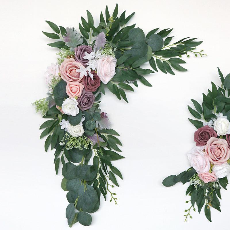 Dusty Rose Wedding Arch Hanging Corner Floral Decor