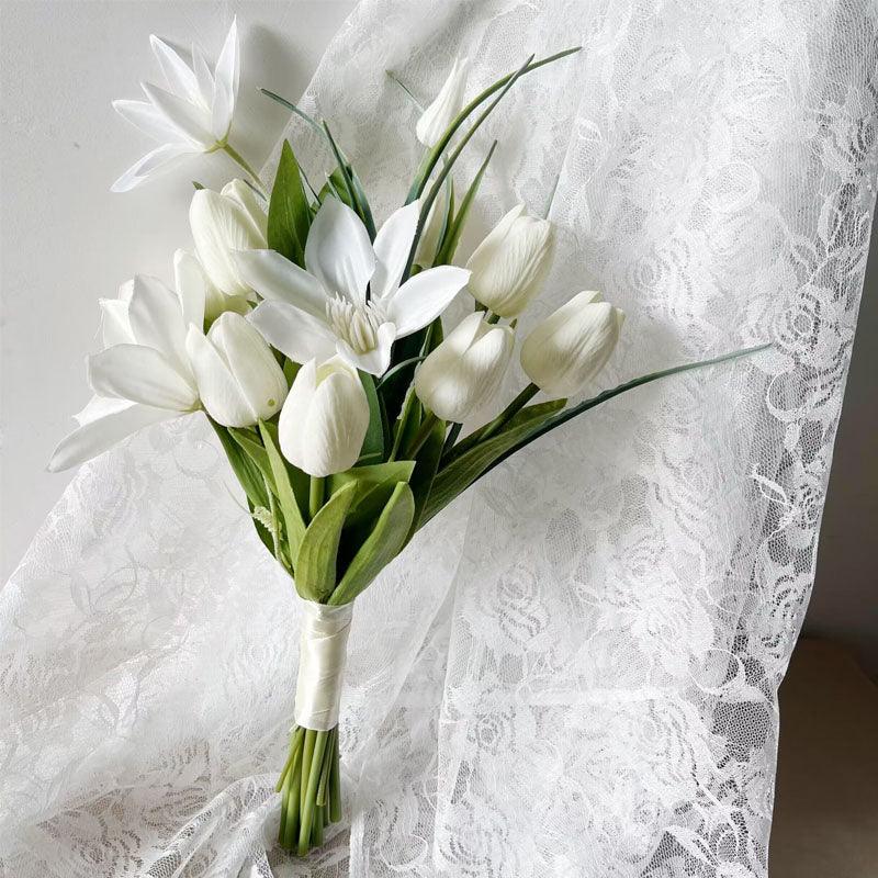 Simulated tulip flower roses bouquet bridal bouquet