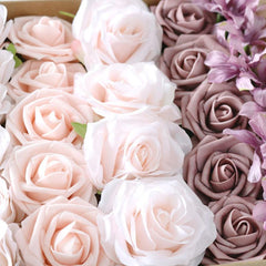 Simulation flowers PE roses boxed flower head with rod Diy home bouquet wedding birthday gift