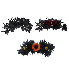 Simulated Halloween door decoration with black maple leaf wall hanging