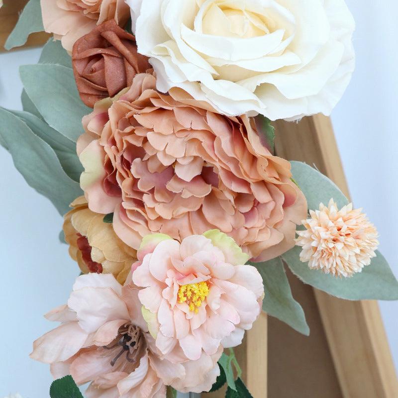 Simulated Caramel Champagne Silk Flower Wedding Welcome Sign Flower Art Guide Sign Props