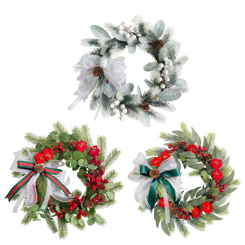 Simulation Pine Needle Wreath Christmas Flowers Money Leaves Greenery Wall Hanging Indoor Decoration