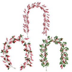 Christmas flowers red fruit berries simulation atmosphere arrangement winding hanging rattan