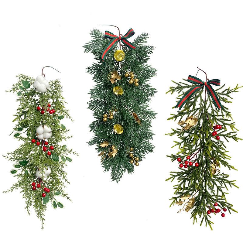 Christmas Pine Needle Wall Hanging Bells Berries Holiday Ambience Decoration Artificial Pine Needle Wall Hanging