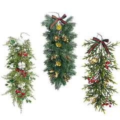 Christmas Pine Needle Wall Hanging Bells Berries Holiday Ambience Decoration Artificial Pine Needle Wall Hanging