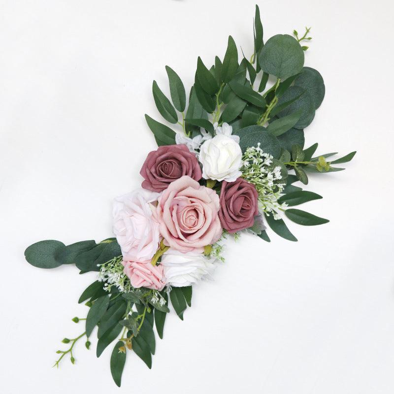 Dusty Rose Wedding Arch Hanging Corner Floral Decor