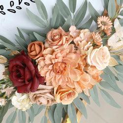 Simulated Dirty Orange Wine Red Flower Art Wedding Welcome Sign Decorative Corner Flower Prop