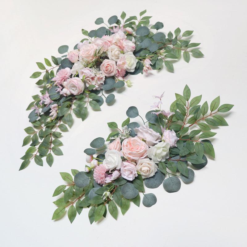 Pink Rose Wedding Arch Hanging Corner Floral Decorations