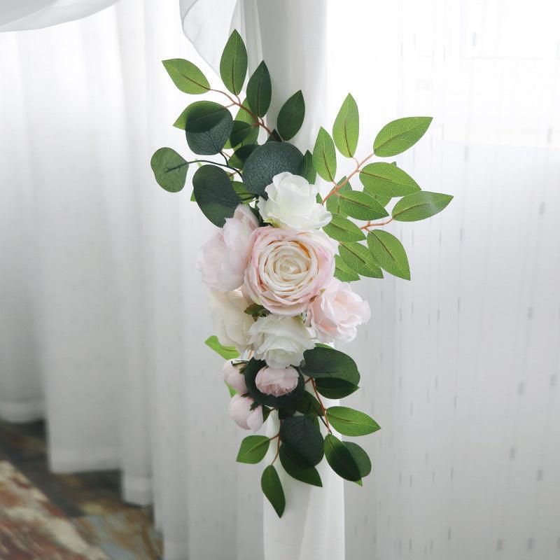 Simulation Rose Eucalyptus Arch Flower Forestry Outdoor Wedding Signing Table Corner Flower