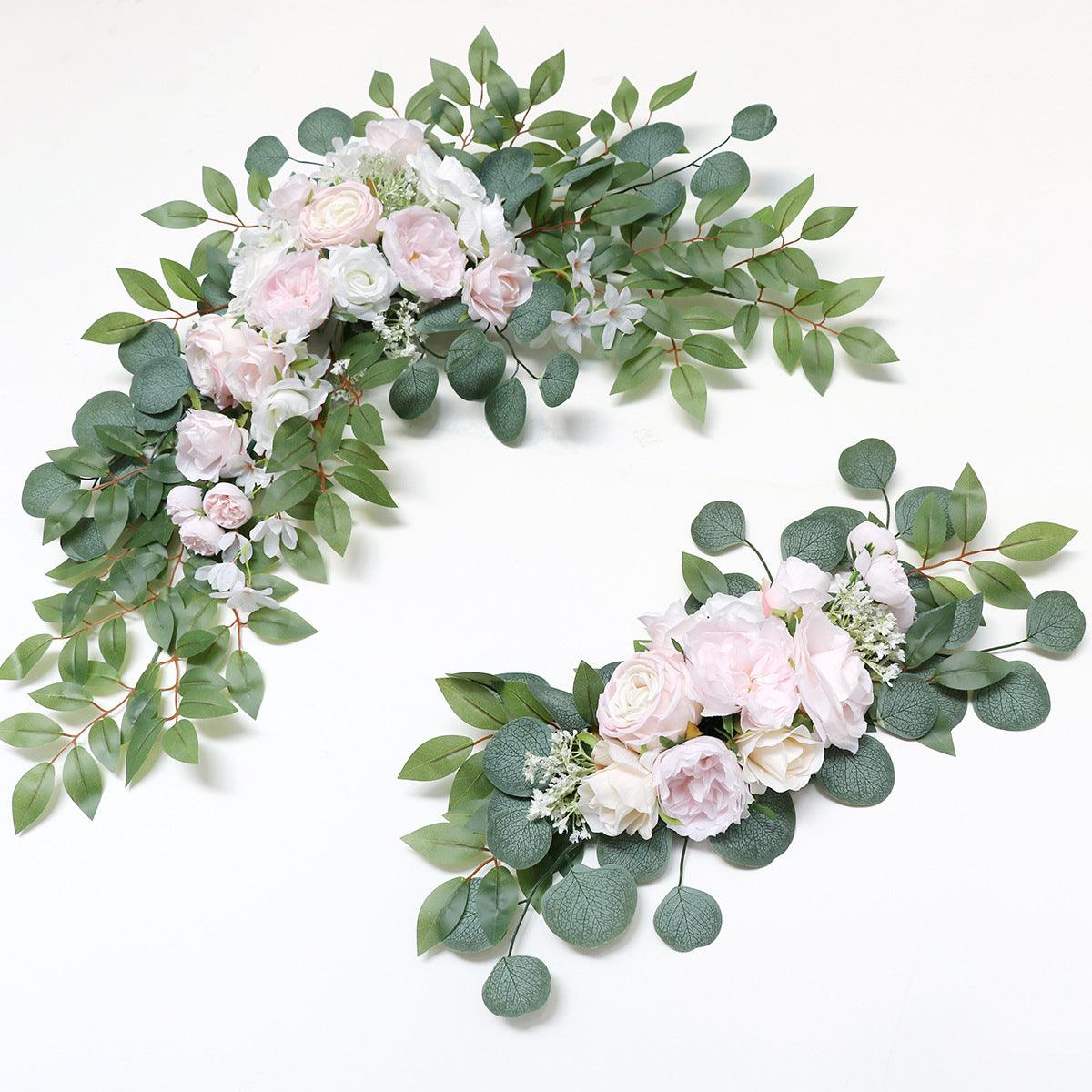 Pink Rose Wedding Arch Hanging Corner Floral Decor