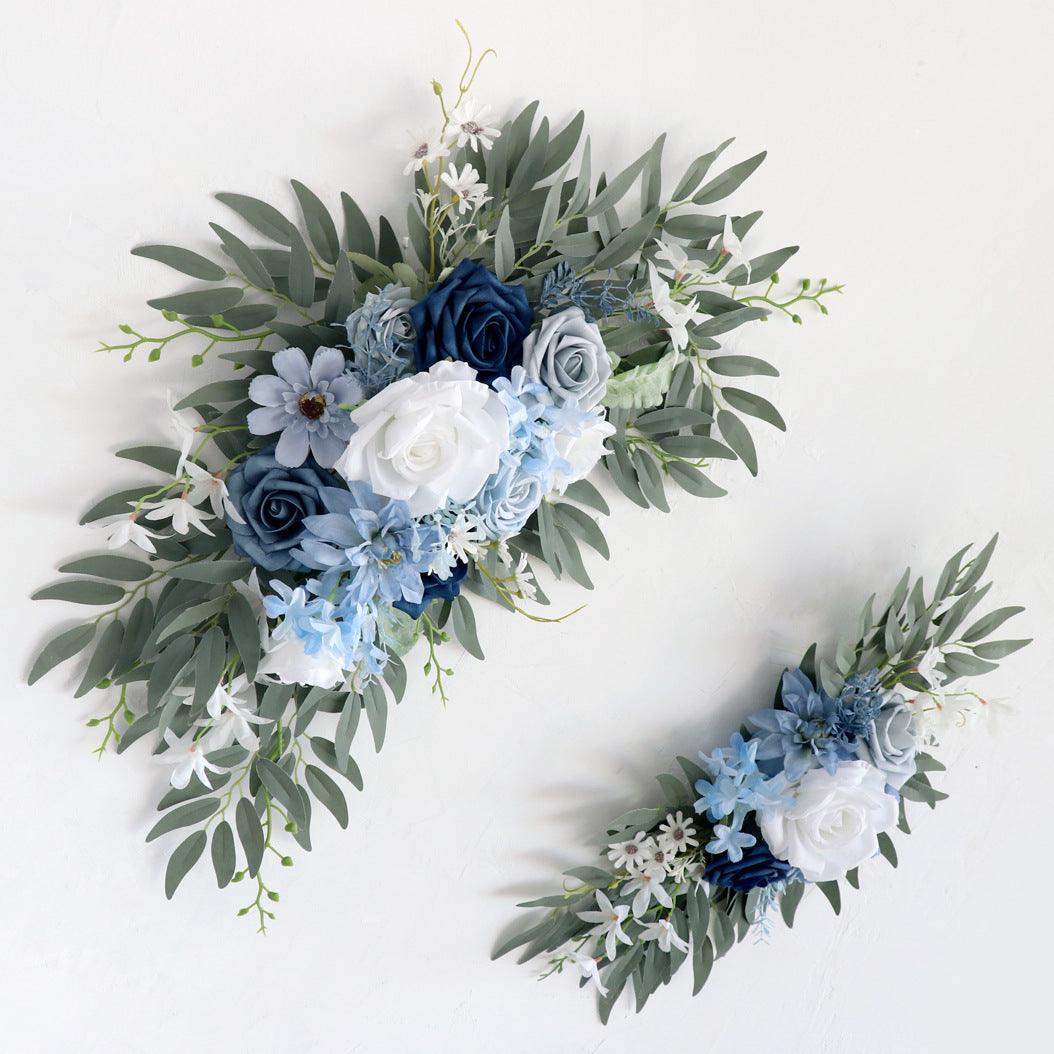 Wedding Arch Flower Simulation Haze Blue Rose Welcome Sign Wedding Party