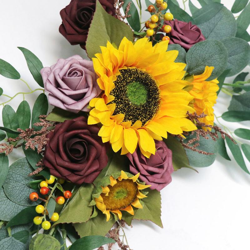 Sunflowers Rustic Wedding Arch Hanging Corner Floral Decor