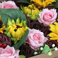 Simulation Flower Flower Box Wedding Birthday Valentine's Day Gift Box Flower Head with Rod DIY