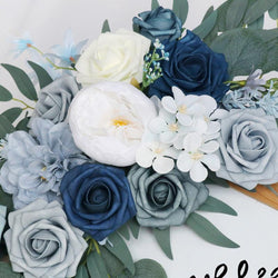 Simulated haze blue rose art wedding welcome sign decoration corner flower props