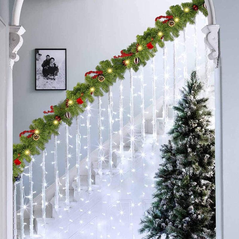 green pvc christmas decoration rattan door hanging decoration christmas encryption rattan