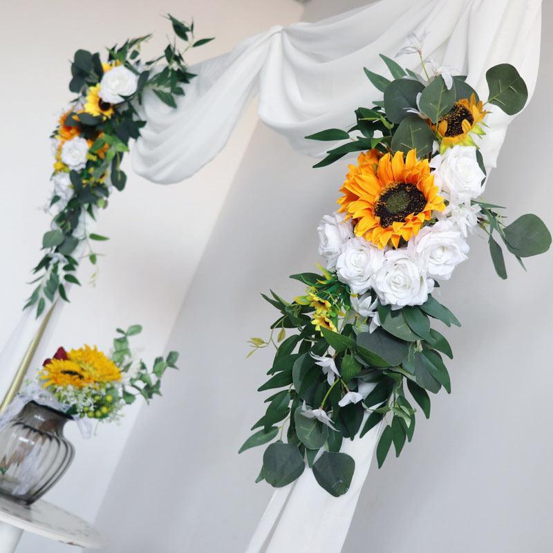 Simulation Sunflower Wedding Hanging Corner Floral Decor