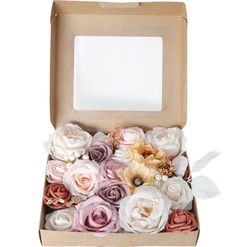 European Style Wedding Handmade Gift Gift Flower Box Simulation Flowers Boxed Flowers Diy Home Bouquet