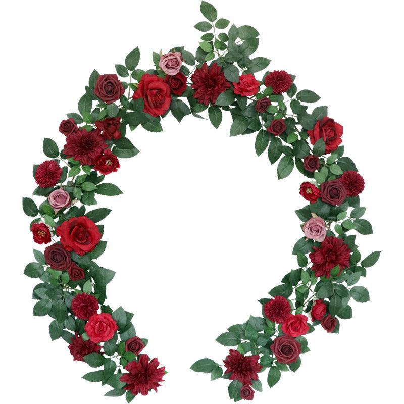 Simulated Rose Strip Wine Red Rose Table Flower Rose Vine Wedding Decoration Background