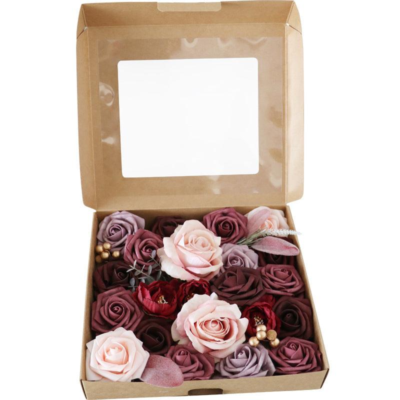 Simulation flower flower box silk flower rose wedding birthday valentine's day gift DIY