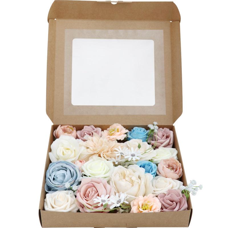 Simulation Flower Flower Box Birthday Proposal Gift Box Flower Head with Rod DIY Wedding Bridal Bouquet