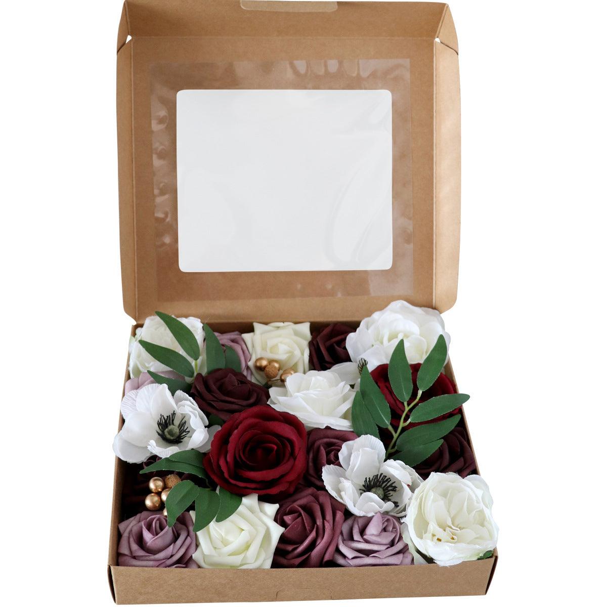 Boxed Flowers European Wedding Birthday Party Simulation Flower Gift Box Wedding Diy Bridal Hand Flower