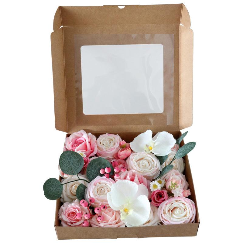 Simulation Boxed Flowers European Wedding Bridal Bouquet Diy Birthday Valentine's Day Gift Flower Box