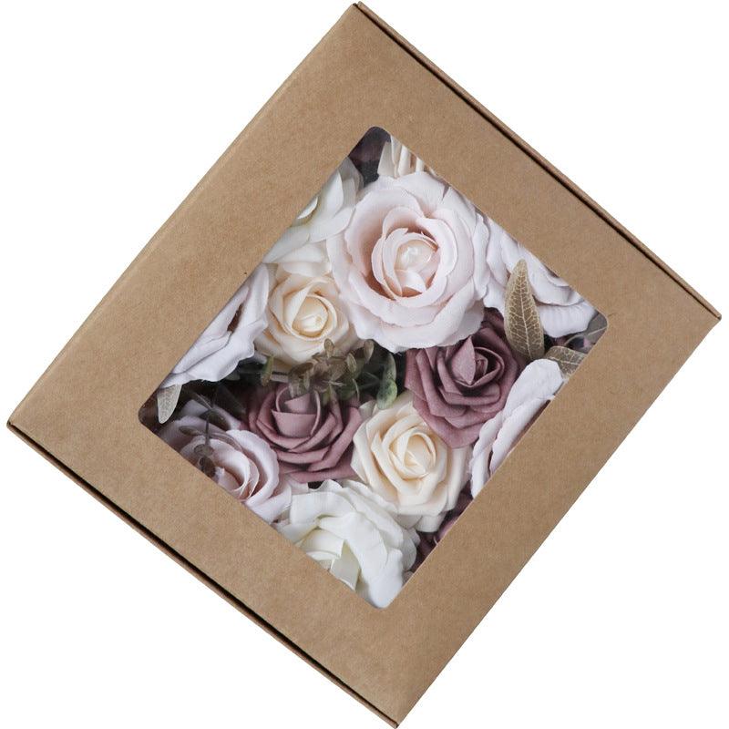 New simulation flower box Valentine's Day gift box flowers wedding bride hand bouquet DIY home bouquet