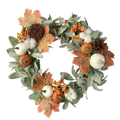 Simulated flocking rabbit ear leaf wreath interior decoration