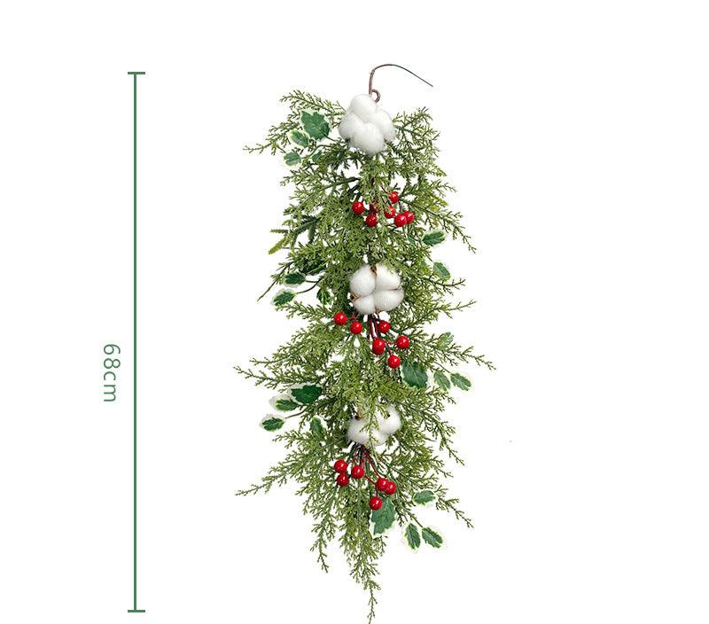 Christmas Pine Needle Wall Hanging Bells Berries Holiday Ambience Decoration Artificial Pine Needle Wall Hanging