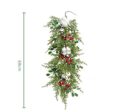 Christmas Pine Needle Wall Hanging Bells Berries Holiday Ambience Decoration Artificial Pine Needle Wall Hanging