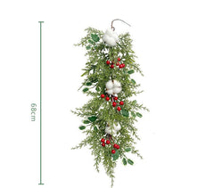 Christmas Pine Needle Wall Hanging Bells Berries Holiday Ambience Decoration Artificial Pine Needle Wall Hanging