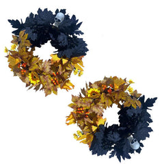 Simulated maple leaf wreath interior decoration