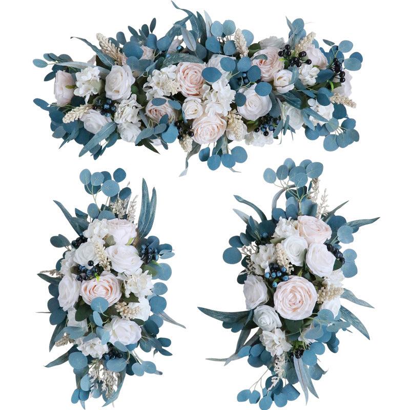 Peacock Blue Wedding Arch Corner Flower Decor