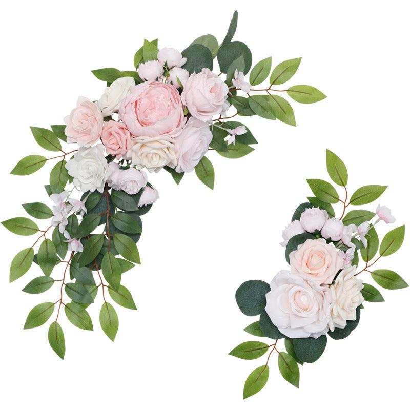 Wedding Arch Flower Imitation Pink Champagne Rose Welcome Sign Wedding Party