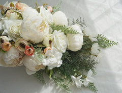 New Bride's peony rose drooping bouquet